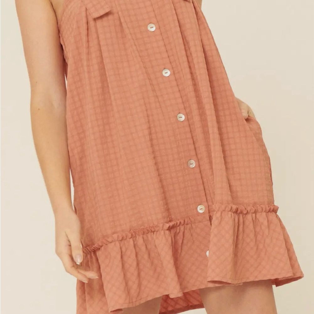 Rust Button-Down Sundress with pockets - Picture 3 of 4